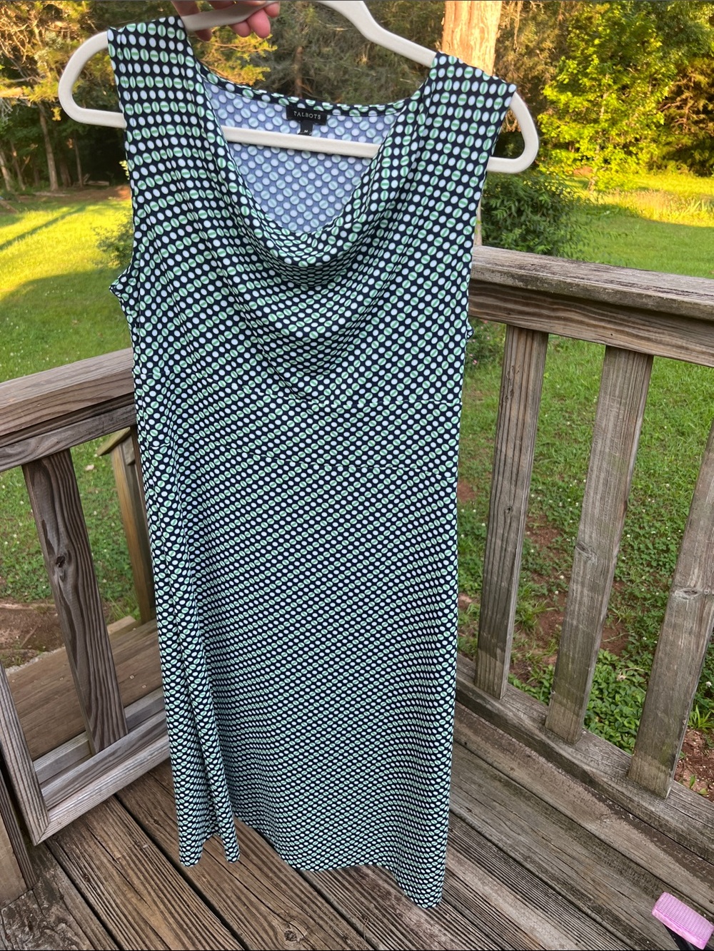 🌻Talbots Sleeveless Cowl-Neck Midi Dress in Green and Navy